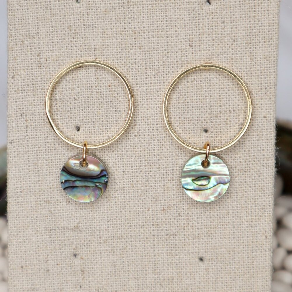 Abalone Shell Drop Earrings 24K Gold Plated